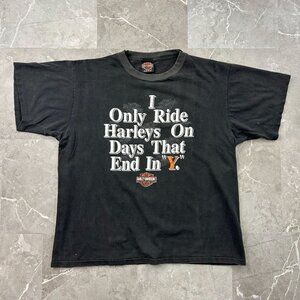 Vintage Harley Davidson Graphic Tee Mens XL I Only Ride On Days That End In Y